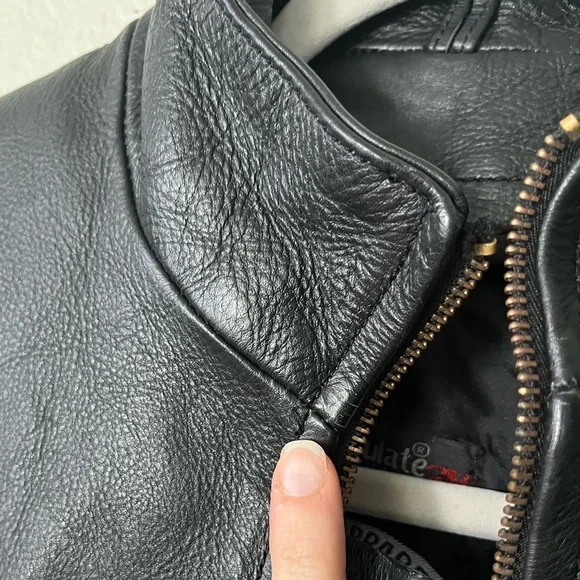 Motorcycle Apparel Industry Shaf Black Motorcycle Leather Jacket Men’s Size L - Picture 13 of 15